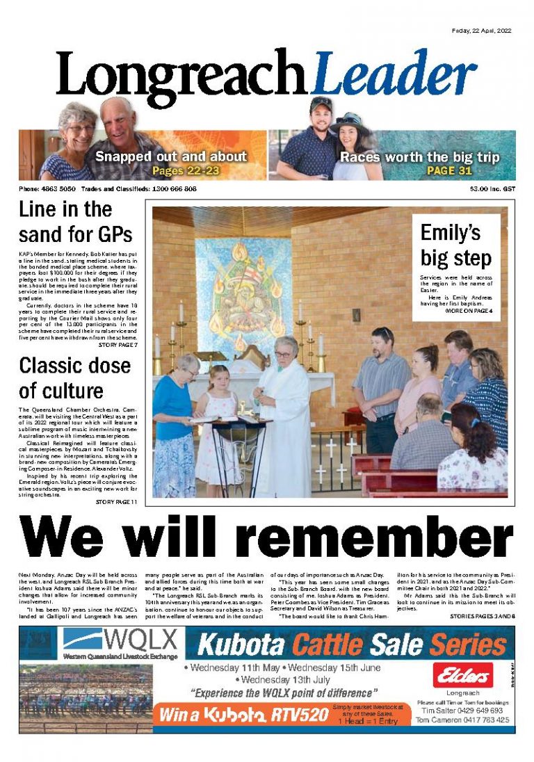 Longreach Leader Today – 22nd April 2022